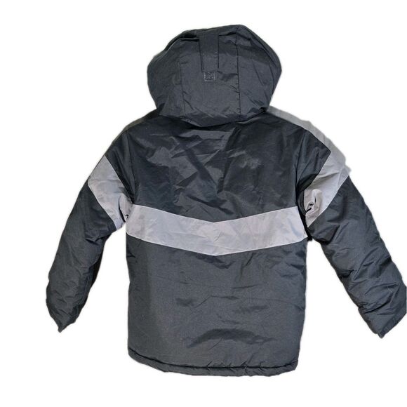 Columbia Hooded Winter Jacket Kids Small 8 Black Grey Full Zip Insulated - Picture 9 of 10